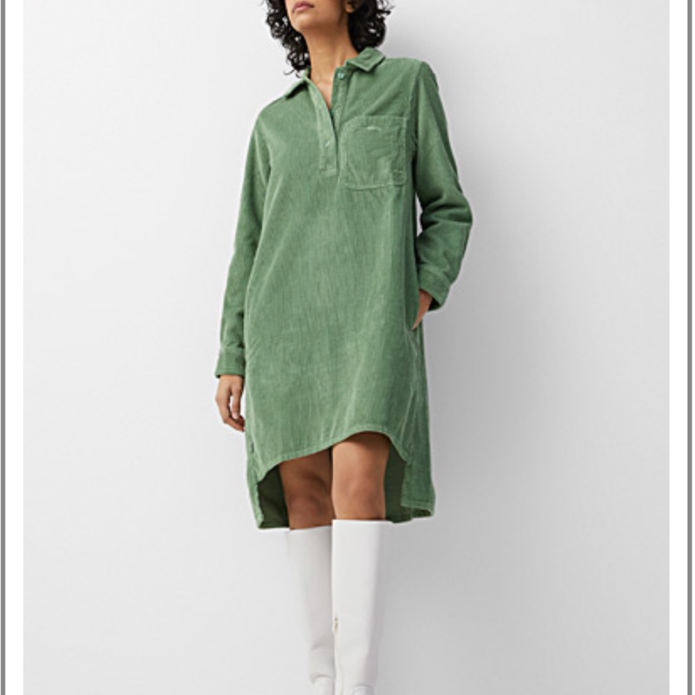 Obey retro sage green 100% cotton corduroy long sleeve oversized dress NWT